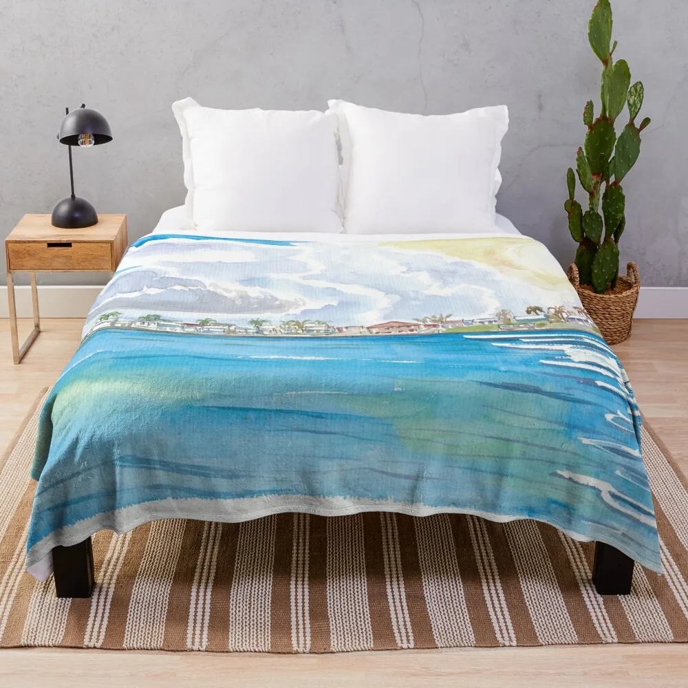 

St. George's Cay Bahamas Spanish Wells Waterfront Throw Blanket Flannel Fleece Soft Warm Throw Blanket