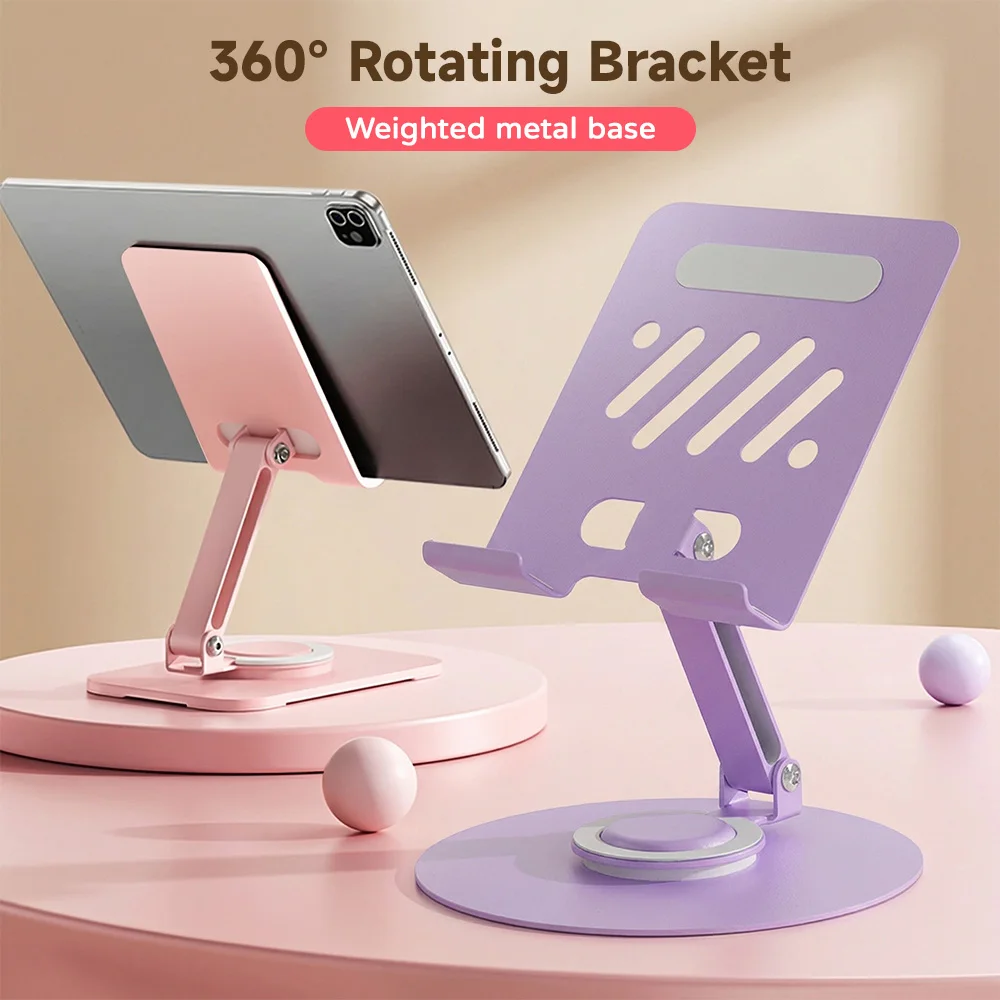 Metal 360° Tablet Desk Phone Holder Stand Foldable Lazy Bracket Adjustable Alloy Aluminum Desktop Mount For iPhone iPad Samsung