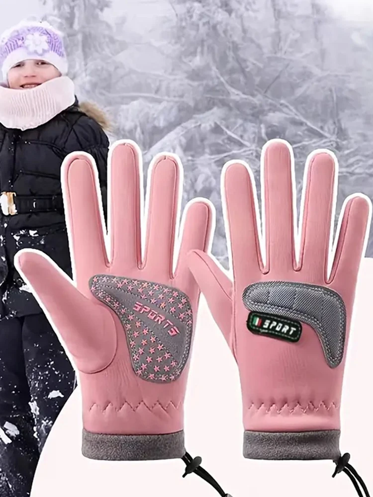 AliExpress NONE GTUBIKE Kids Winter Gloves Thicken Plus Velvet Cycling Riding Mittens Warm Waterproof Children Bicycle Gloves for Boys Girls