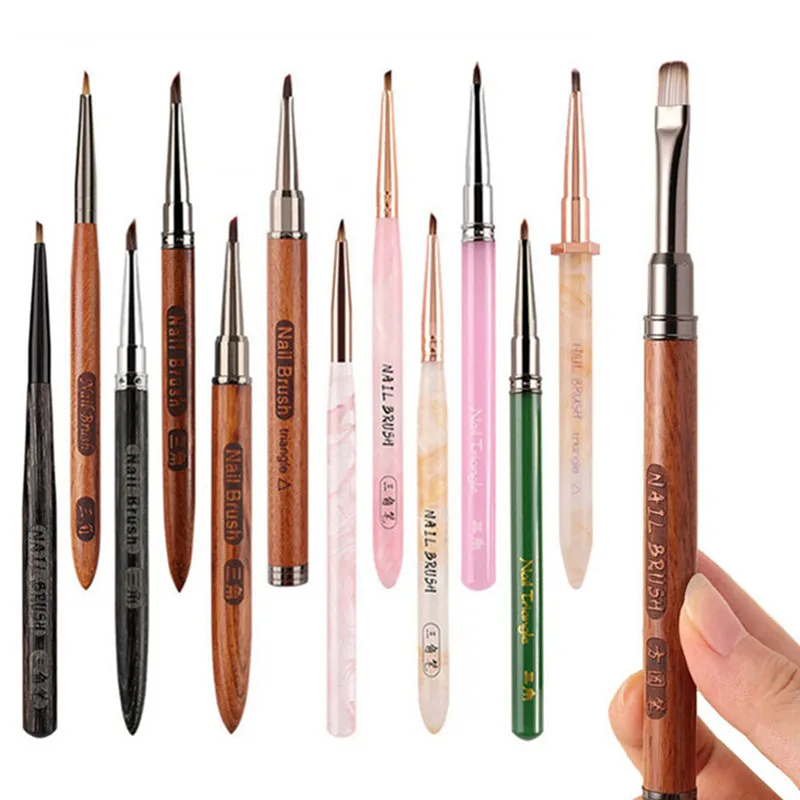 

12Style 2PCS Triangular Petal Nail Brush Acrylic Nail Art Drawing Brush Grid Flower UV GEL Extension Builder Drawing Pen