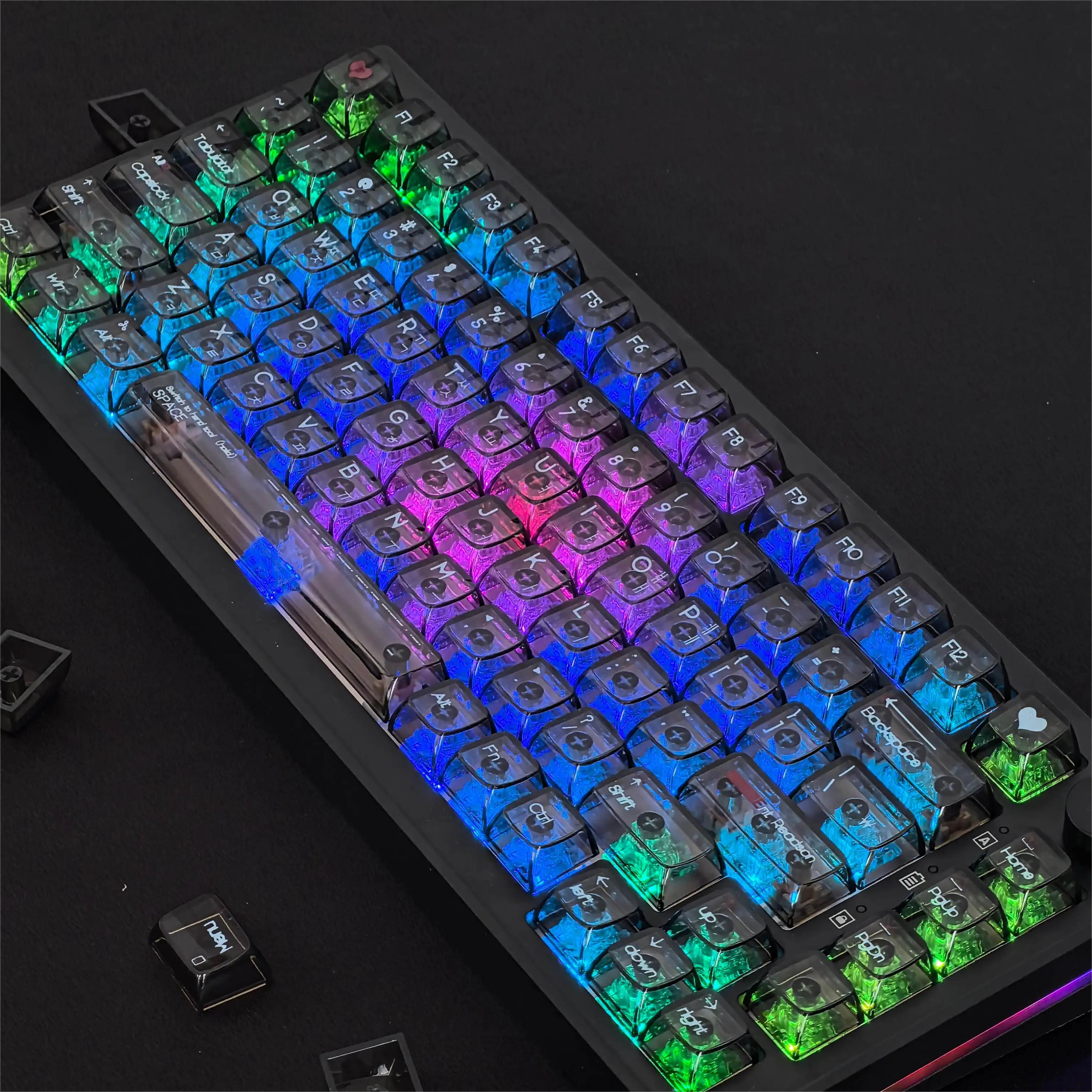 Korean Keycaps 132 Keys Black Transparent Keycap CBSA Profile PC Material Key Caps Suitable for MX Switch Mechanical Keyboard