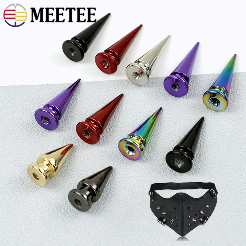 

10/20/50Pcs Meetee Metal Round Cone Rivets Punk Spike Rivet Screw Bead Clothes Decorative Nails DIY Crafts Garment Accessories