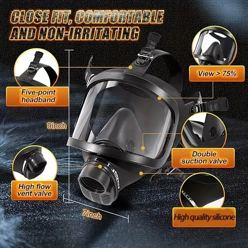 

MF14/87 Type Gas Mask - Fully Enclosed Gas Mask - Activated Carbon Filter - Used for Protection against Steam, Chemicals, and Nu