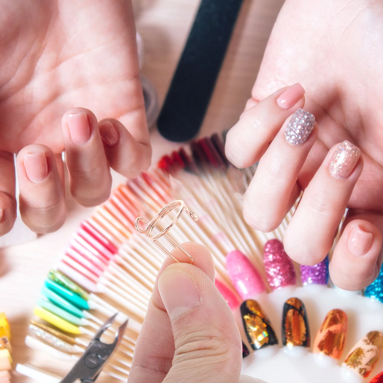 

10Pcs Nail Rings Adjustable Removable Metal Finger Tip Rings Nail Art Decoration Manicure Fingertip Jewelry Fingertip Jewelry