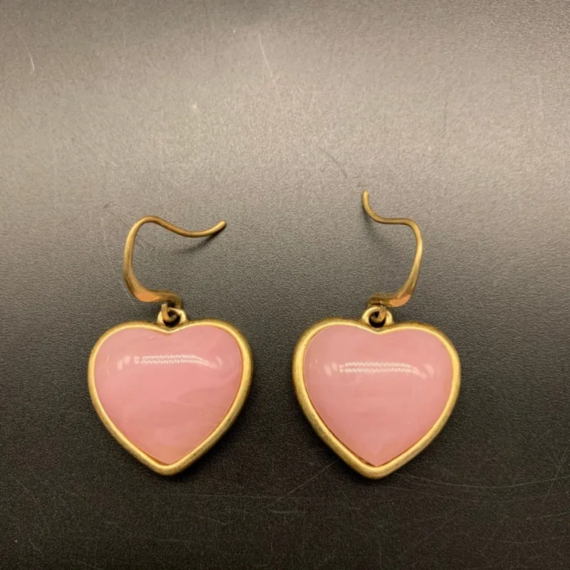 

Retro Style Simple Elegant Trendy Popular Fishhook Earrings, Gentle Pink Resin Heart Shape Dangle Earrings for Women Stray Ki