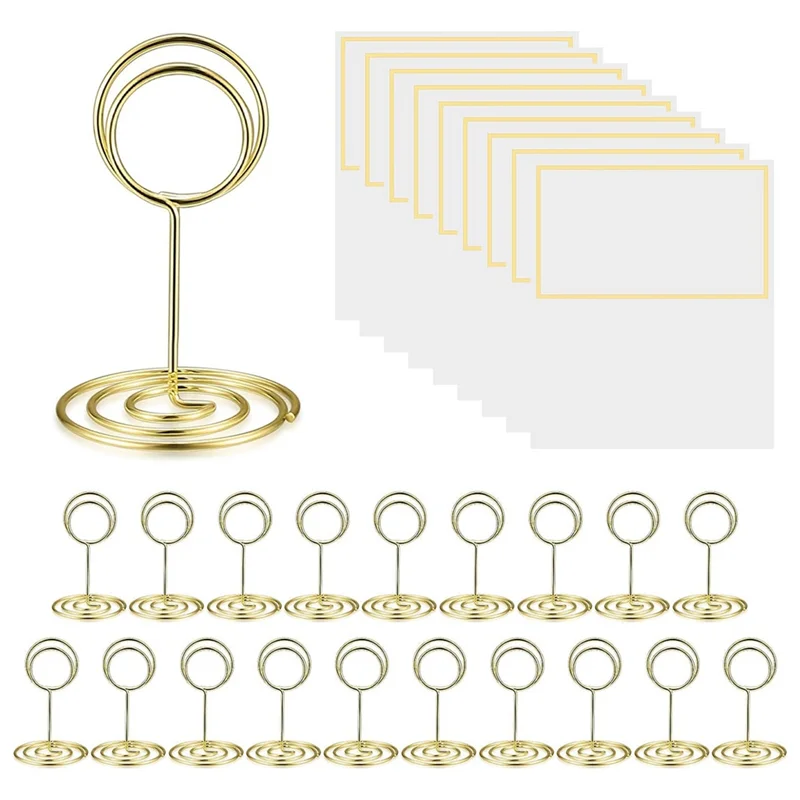 

20 Pcs Place Card Holders, Table Number Holders, Table Card Holders, Gold Metal Wire Picture/Photo/Menu/Memo/Notes Easy To Use-P