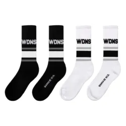 White Sports Socks for Men Jacquard Towel Bottom Sports Black Mid length Sock