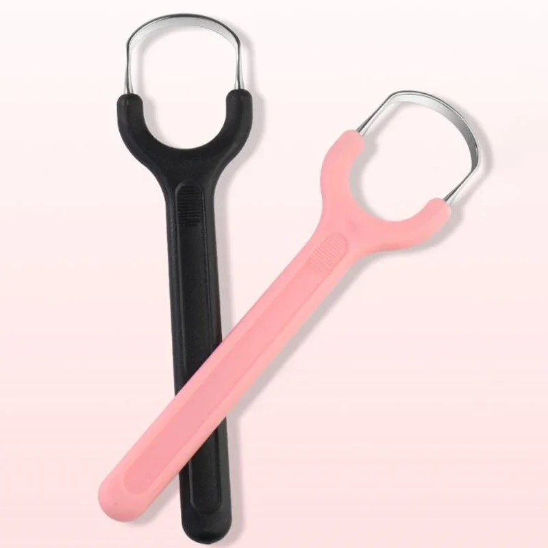 Raspador de lengua portátil para adultos, caja de acero inoxidable, raspador de lengua de Color para eliminar el mal aliento, tablero limpiador de boca, reutilización, cuidado bucal