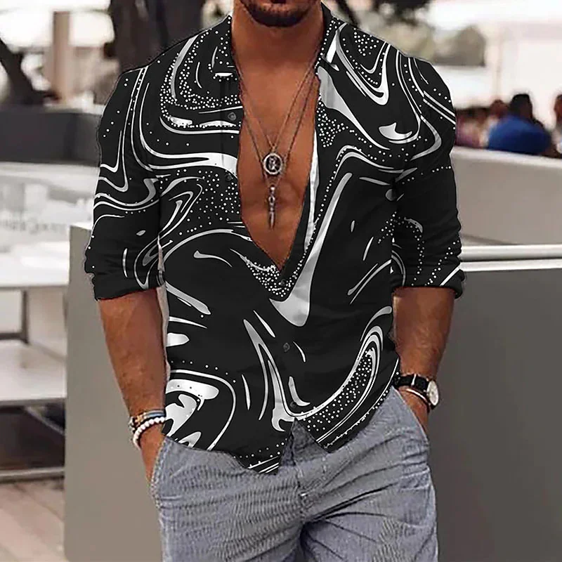 2023 moda floreale camicia da uomo moda Casual Outdoor Party risvolto bottone maniche lunghe morbido confortevole uomo Plus Size S-6XL