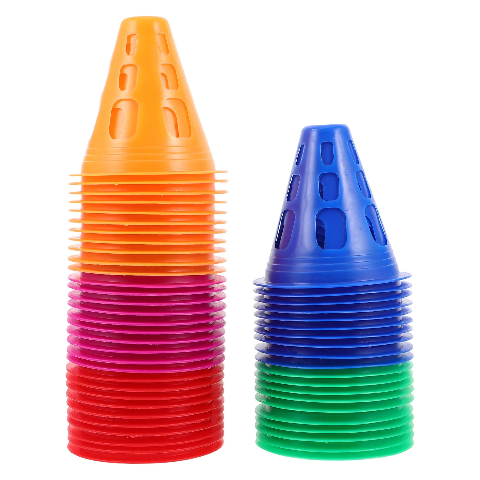 

50 шт. мягких складных конусов для роликовых коньков, яркие цвета, для тренировок на ловкость, портативные, ветроустойчивые, для занятий спортом на открытом воздухе
