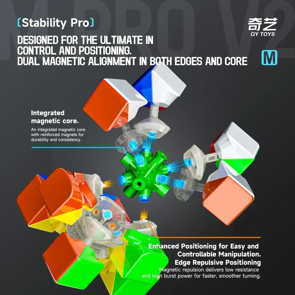 [ECube] QiYi M Pro V2 큐브, 3x3 Mofangge, 3x3x3 M Pro, 전문 스피드 큐브, 스티커리스 자석 마법 교육 완구
