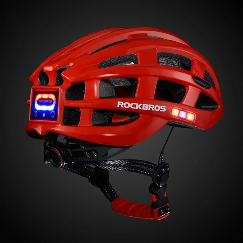 ROCKBROS Cycling Helmet with Warning Light Bicycle Helmet MTB Road Bike Night Safety Riding Hat Integrally-molded Helmet Light