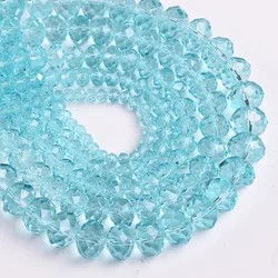 Coated Lake Blue 4x3mm 6x4mm 8x6mm 10x7mm 12x8mm Rondelle Faceted Crystal Glass Loose Spacer Beads Lot For Jewelry Making