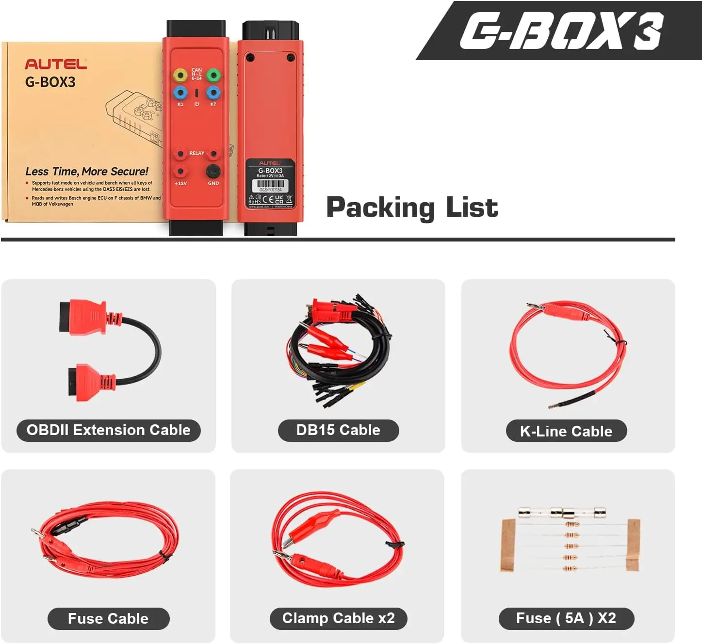 Autel G-BOX3 Accessory Tool Upgraded of Gbox2 Key Programming Adapter for Mercedes-Benz for BMW Writing Boot Mode Bench Method