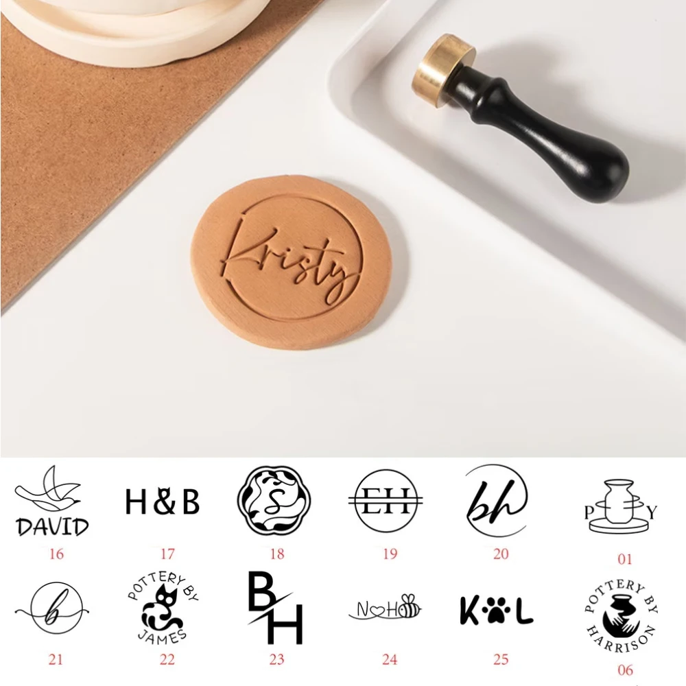 

Custom Pottery Stamp 3cm Clay Stamp with Removable Handle Personalized Logo Design Stamps for Potters Lovers Gift Crafting