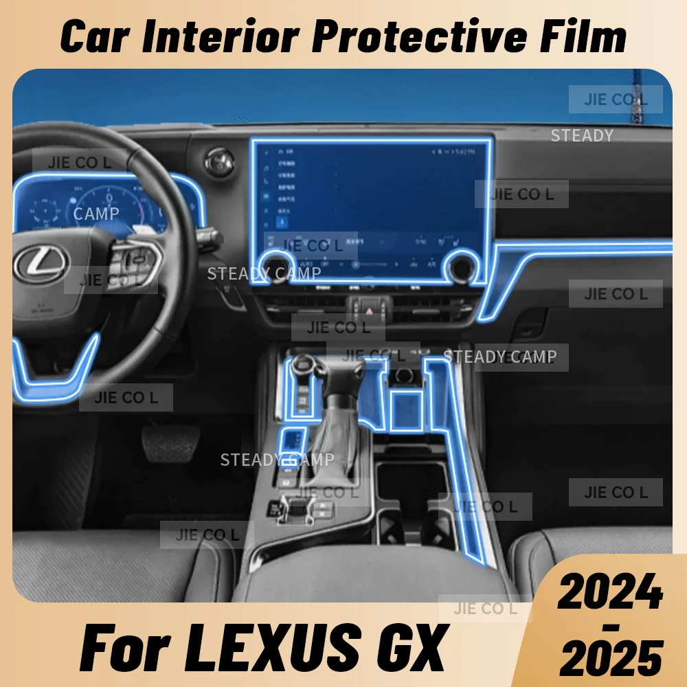 For LEXUS GX 550h 2024 2025 Anti-scratch Car Interior Transparent TPU Film Center Console Dashboard Navigation Protector Sticker