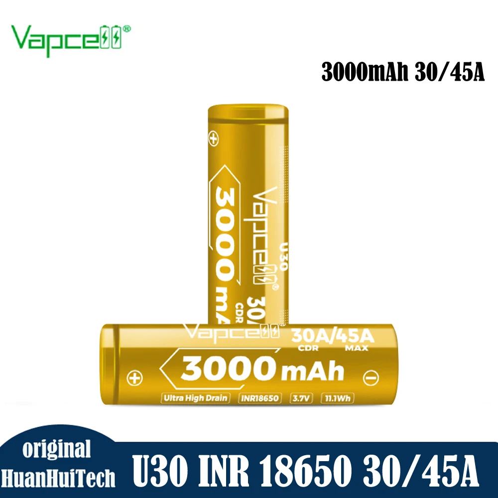 1-10pcs Original Vapcell INR18650 3000mah U30 30-45A Lithium-ion Batteries High Power Rechargeable Battery For Toys