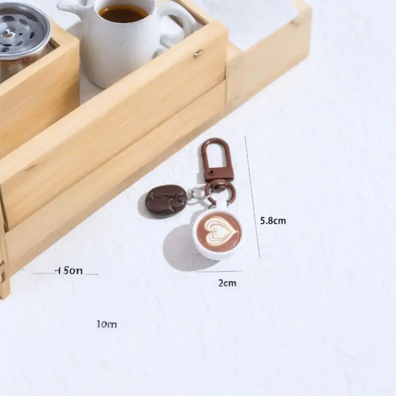 Mini-Kaffeetassen-Schlüsselanhänger, kreatives Latte-Design, Kaffeebohnen-Anhänger, modischer Schmuck für Kaffeeliebhaber, Taschenornament – Detail 6