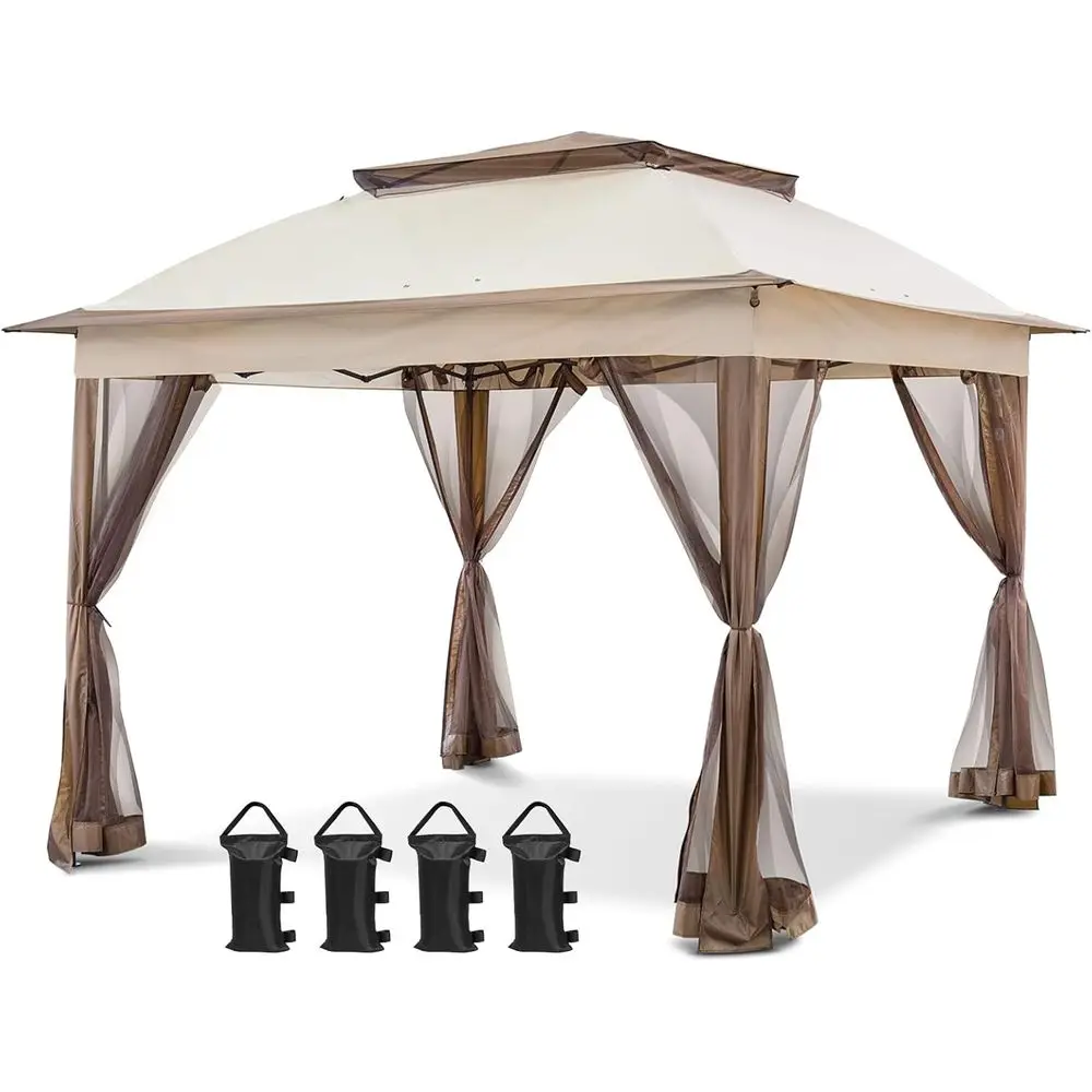 

11ft x 11ft Mesh Gazebo, Outdoor Waterproof Shelter, UV50+ Protection, 121sq ft Beige
