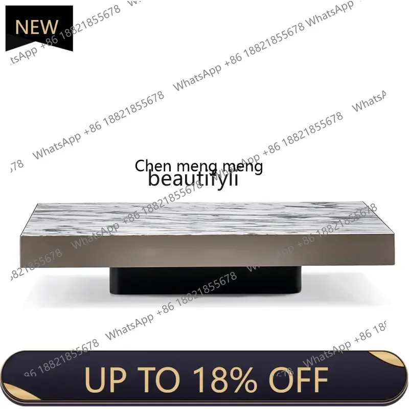 

P178 Light Luxury Coffee Table Simple Living Room Natural Marble Coffee Table Stainless Steel Villa Furniture