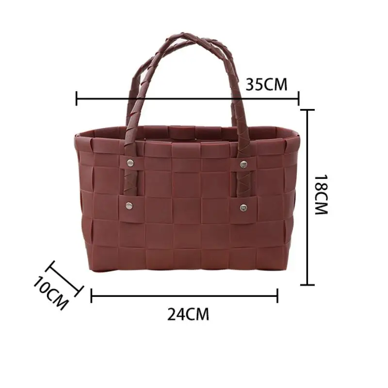 Fashion PE Straw Top Handle Bags Women Casual Travel Beach Bags Simple Large Capacity Square Bags Summer Versatile Weave Handbag
