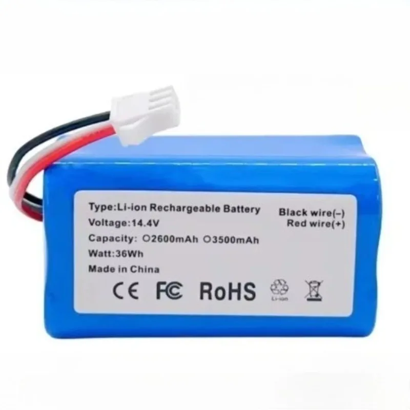 4S1P 18650 Lithium-ion Battery Pack for Ropo Glass2 Robot Vacuum Rechargeable Batteries 14.4V 2600mAh 3500mAh