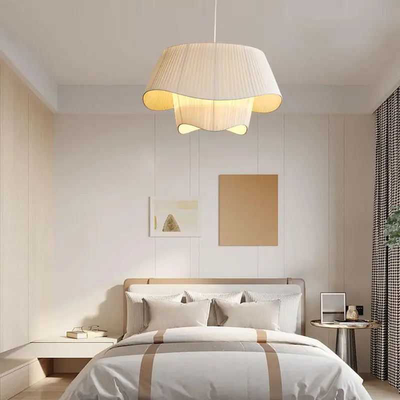 Retro Ins-Style Cream Fabric Chandelier For Bedroom Nordic Living/Dining Room Romantic Attic Lighting Ceiling Lamp