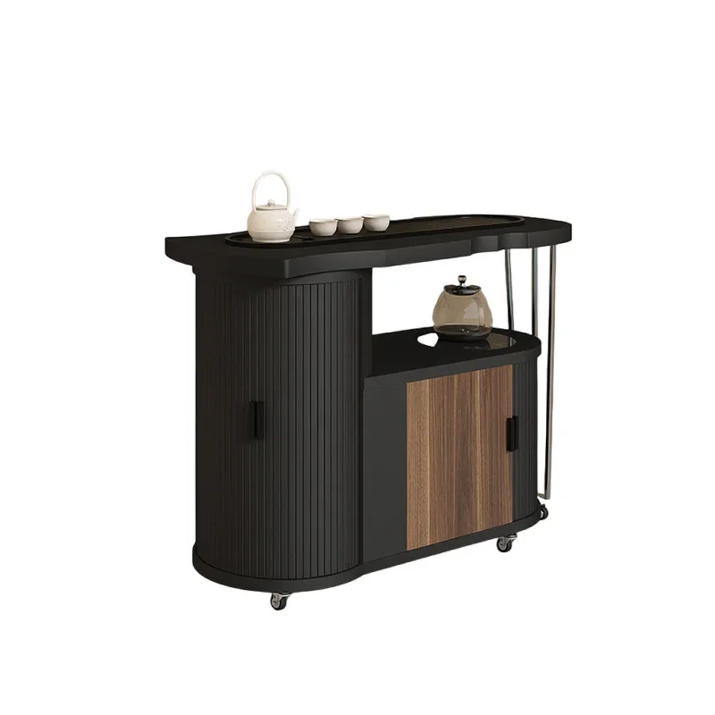 Rock slab light luxury tea table simple modern retractable integrated mobile tea cart designer high-end minimalist