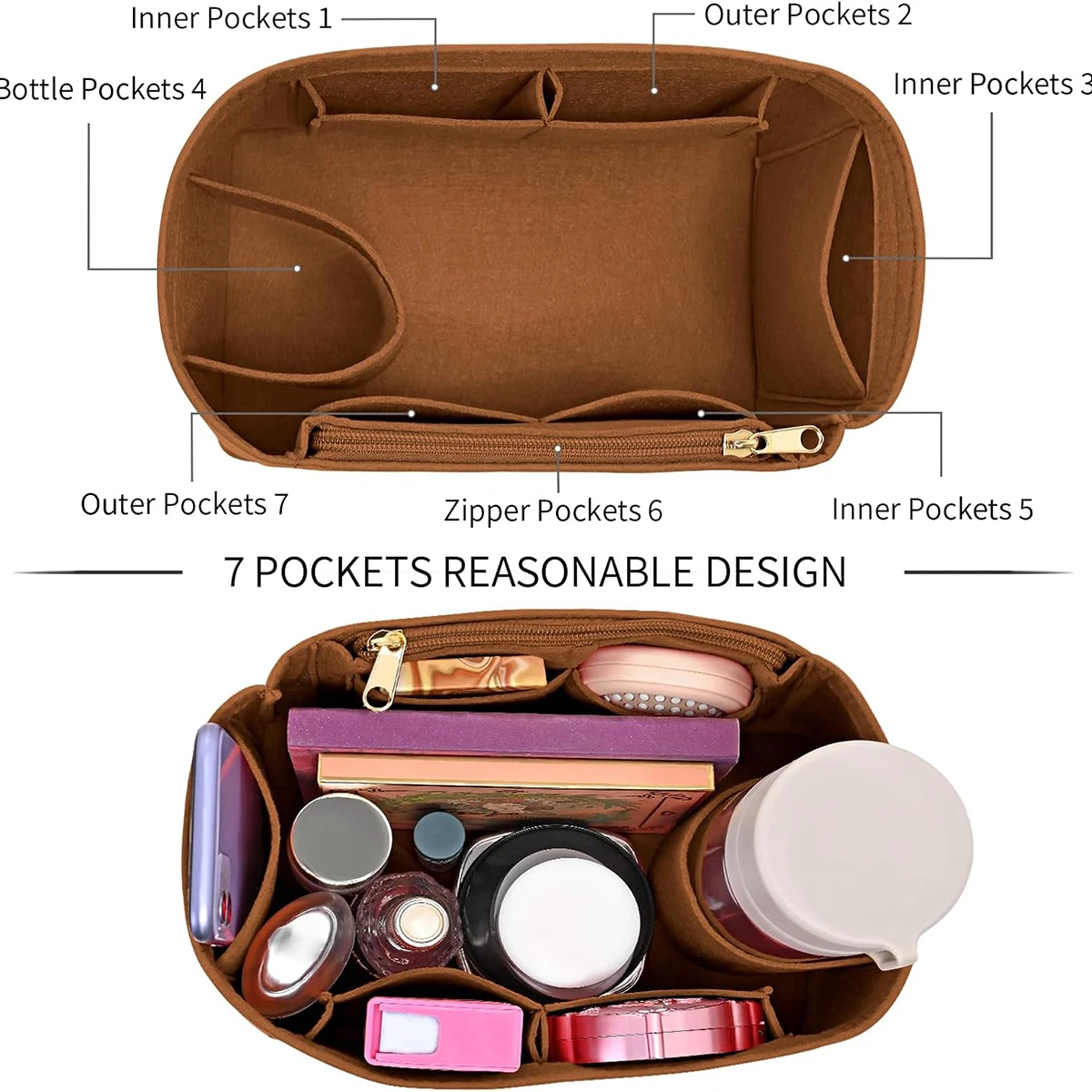 Felt Insert Bag Organizer for LV Speedy 25 30 35 Flap Handbag Inner Bag Makeup Travel Purse Storage Tote Bag Accessories