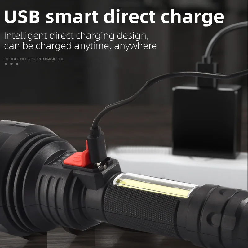 Flashlight Portable 800LM 9 LED Modes Light Flashlight Built-in 1200mAh Battery USB Rechargeable Camping Hiking Emergency Torch