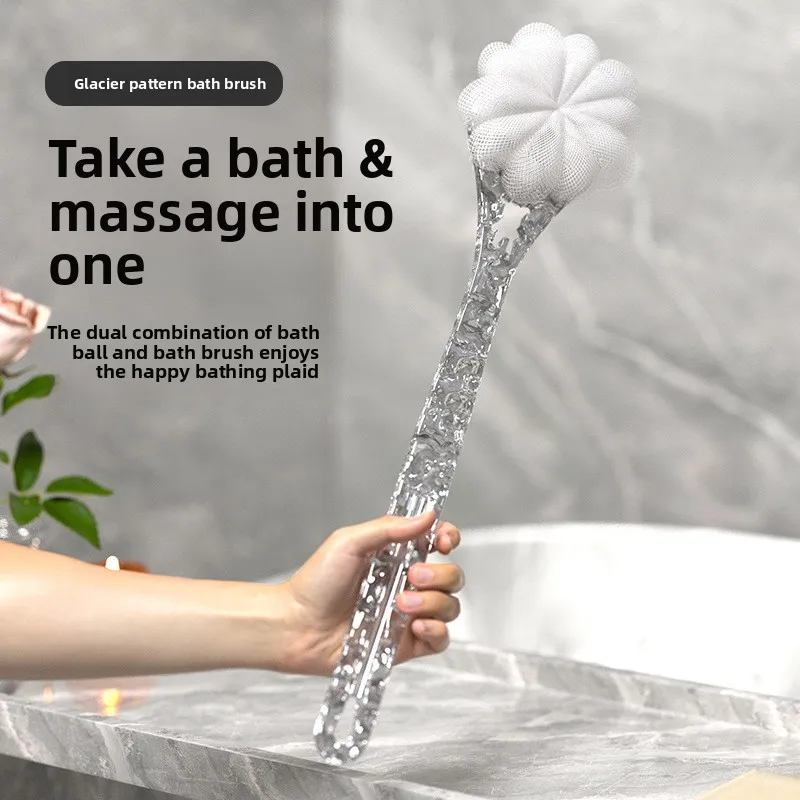 

Long Handle Silicone Bath Brush - Back Scrubber Exfoliating Massager for Shower, Body Cleaning Brush with Extended Handle