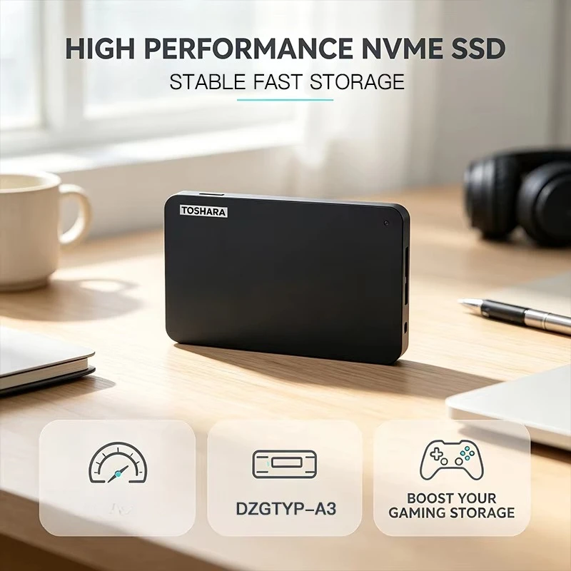 TOSHARA A3 Portable SSD  4TB 2TB 1TB 500GB Encrypted Backup for PS5 Desktop Laptop Mac Boost Gaming Storage Pro Max