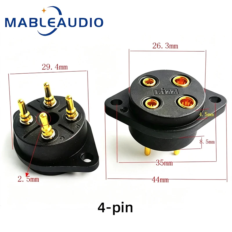 1PC EIZZ PI Black 4/8/9 Pin Vacuum Tube Socket 24K Gold Plated Beryllium Copper Valve Base for HIFI Tube Amp DIY Parts