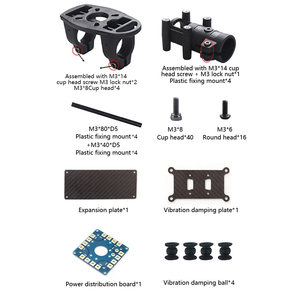 JMT Vollcarbon 450MM 550MM Radstand Trux X-Type Rahmenkit mit Batterie-Montageplatte und Fahrwerk, 30*30mm Motorloch – Detail 3
