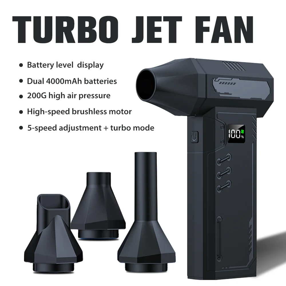 Display Handheld Mini Fan 130000RPM Powerful air Blower Compressed air Duster with 4 Speeds Rechargeable Super Dry Blower