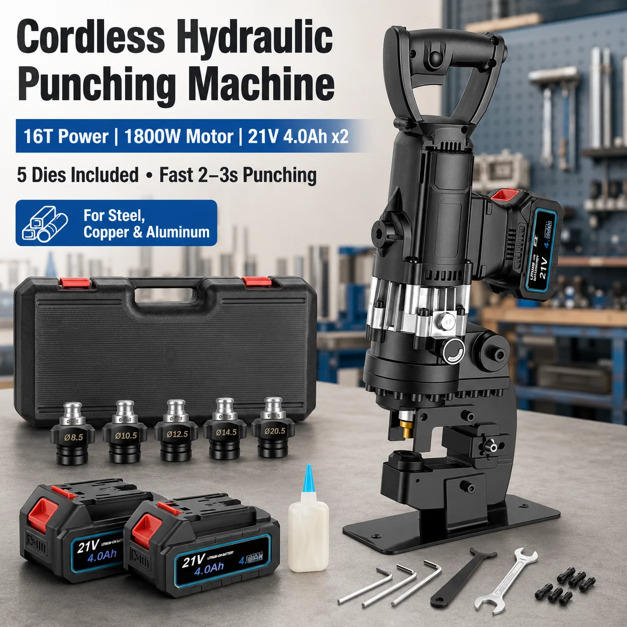 AOLIVIYA Electric Hydraulic Punching Machine Portable Small Angle Iron Channel Steel Hole Stainless Steel Plate Punching Machine