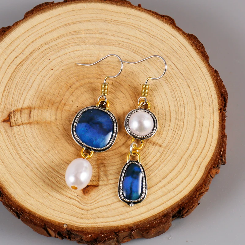 Vintage Blue Dangle Earrings For Women Fashion Jewelry New