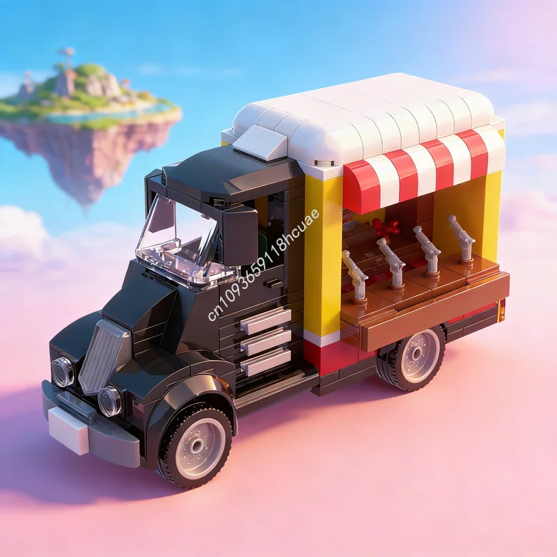 

221 деталей MOC City SchiessbudenTruck — строительные блоки для сборки модели стрелковой галереи, архитектурная конструкторская игрушка, идеальный подарок на Рождество для детей