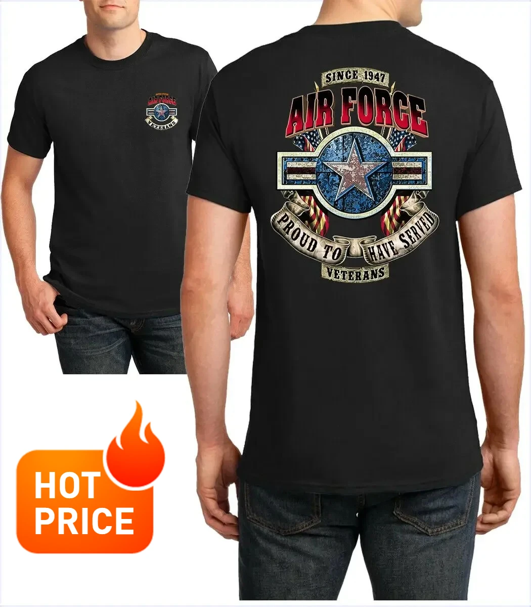 US Air Force Veterans Personalized Graphic Printed Patriotic T-Shirt 100% Cotton O-Neck Short Sleeve Summer Casual Mens T-shirt
