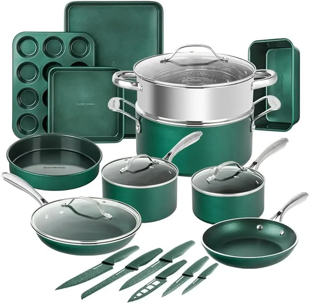 

Granitestone 21 Pc Kitchen Pots and Pans Set Non Stick, Kitchen Cookware Sets, Pot and Pan Set, Nonstick Cookware Set, Diamond C