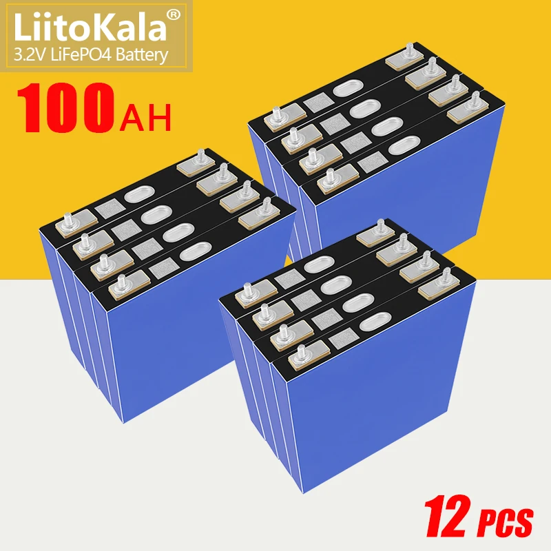 

12pcs LiitoKala 3.2V 100Ah LiFePO4 Lithium iron phospha battery DIY 4s 12V 24V 48V Motorcycle Electric Car motor batteries