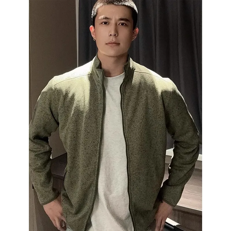 

Мужская толстовка в американском ретро-стиле на молнии с воротником, весенне-осенний кардиган-куртка Cleanfit, повседневный свободный крой, длинный рукав