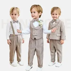 Baby Kids Beaufitul Photograph Suit Flower Boys Luxurious Birthday Dress Children Formal Wedding Performance Dance Tuxedo Wear