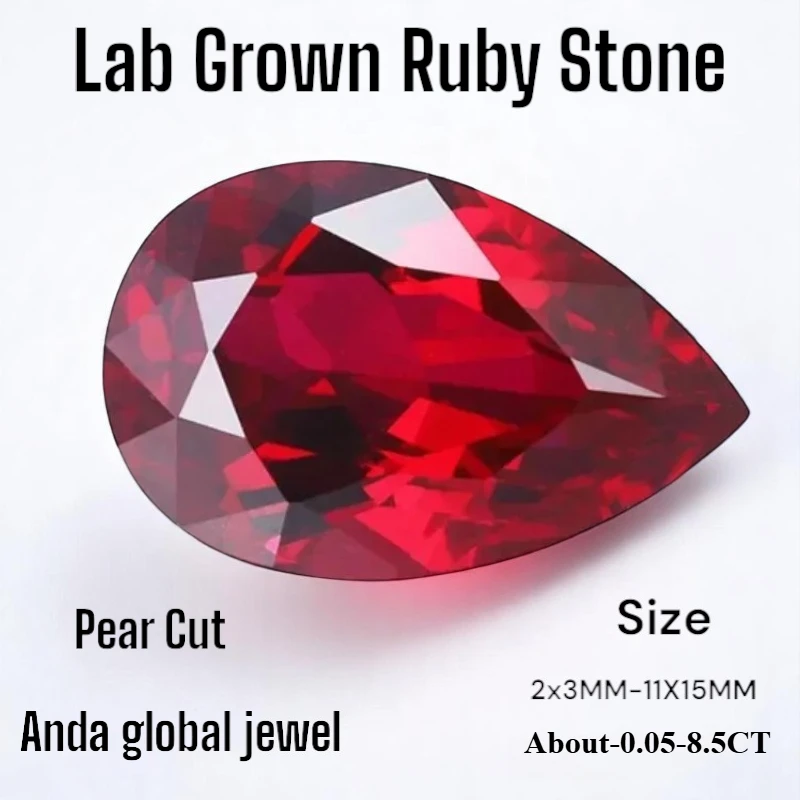 

Lab Cultivated Ruby Pigeon Blood Red Pear Cutting Pendant Beads DIY Jewelry Optional AGL Certificate Preferred for Daily Wear
