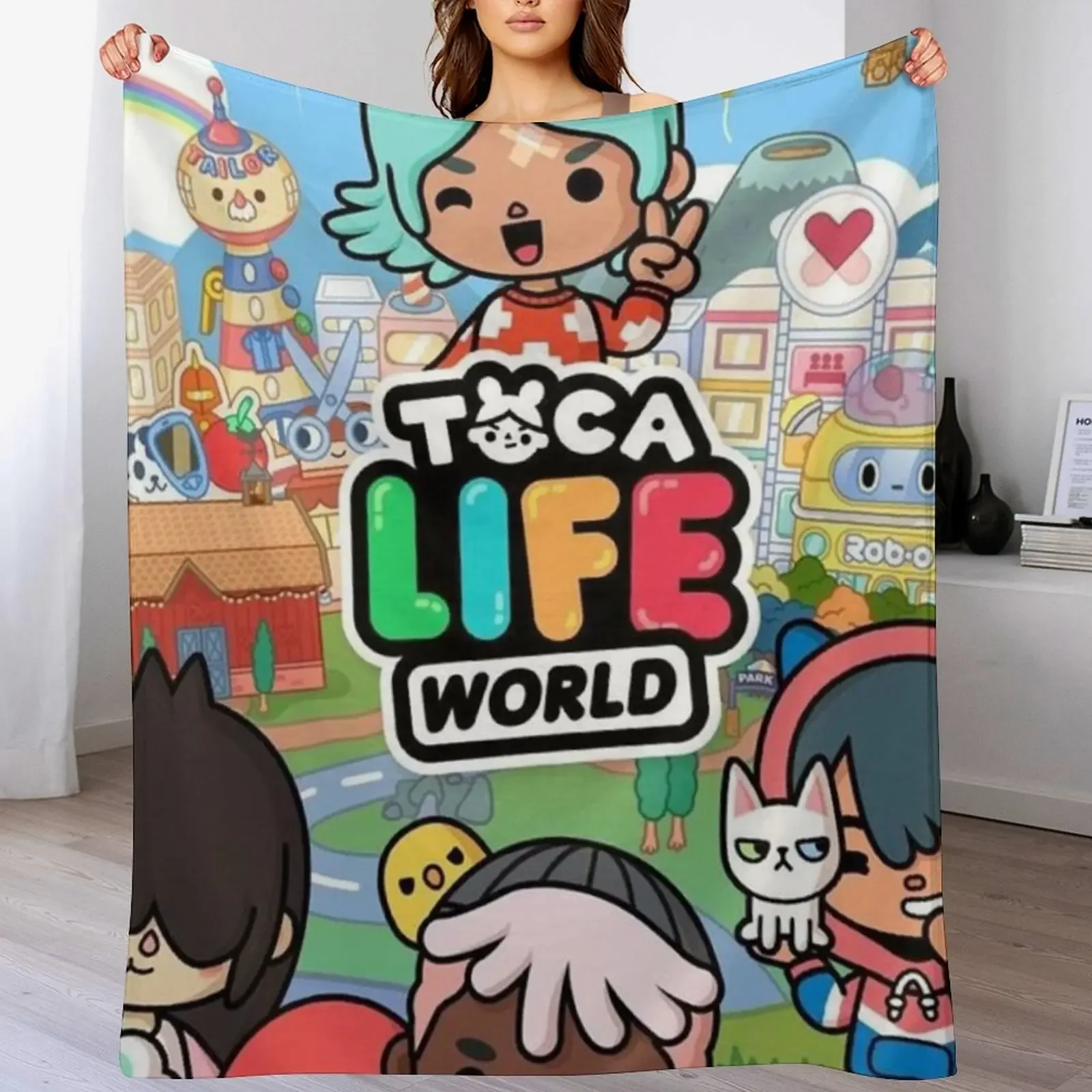 

Toca Life Worl Throw Blanket Multi Purpose Soft Warm Blanket for Home Travel