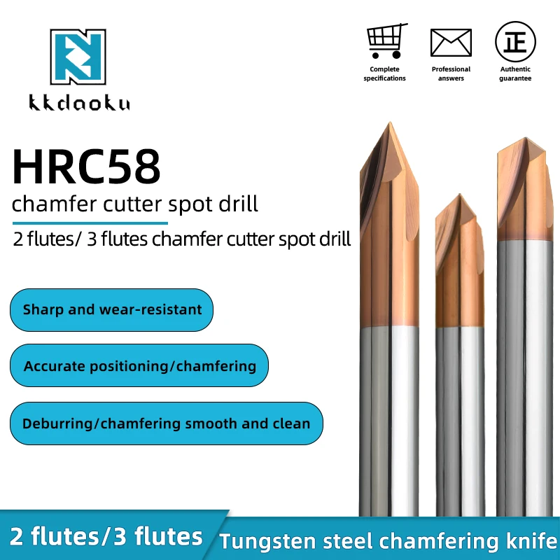 

KKDAOKU 60/90/120 Degrees tungsten carbide chamfer end mill Tungsten Solid Carbide Chamfer Cutter Coated End Mill