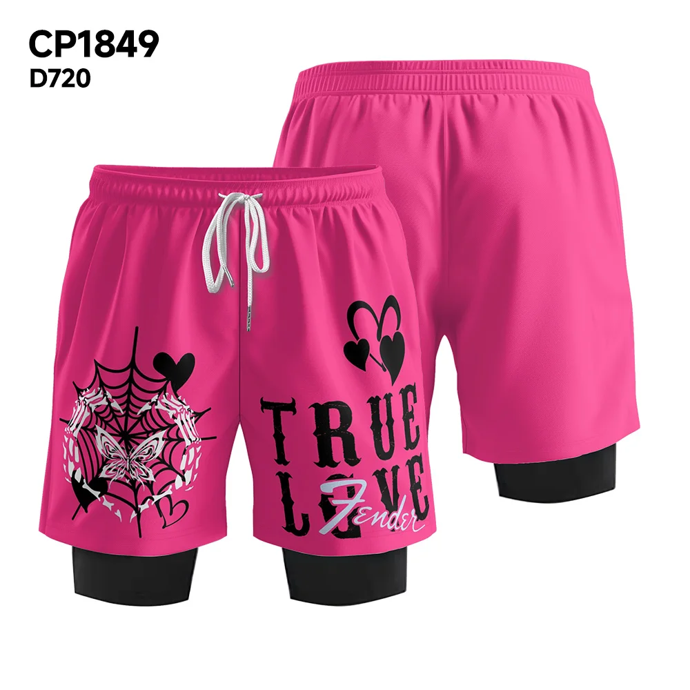 Straight Summer High Street Style 3D Premium Print Casual Trend letters Rose red Sports basketball style spider print shorts