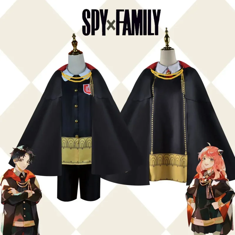 Anime Spy X Family Anya Forger Damian Desmond Cosplay Costumes Wig Black Dress Cloak Imperial Scholar School Uniform Cosplay