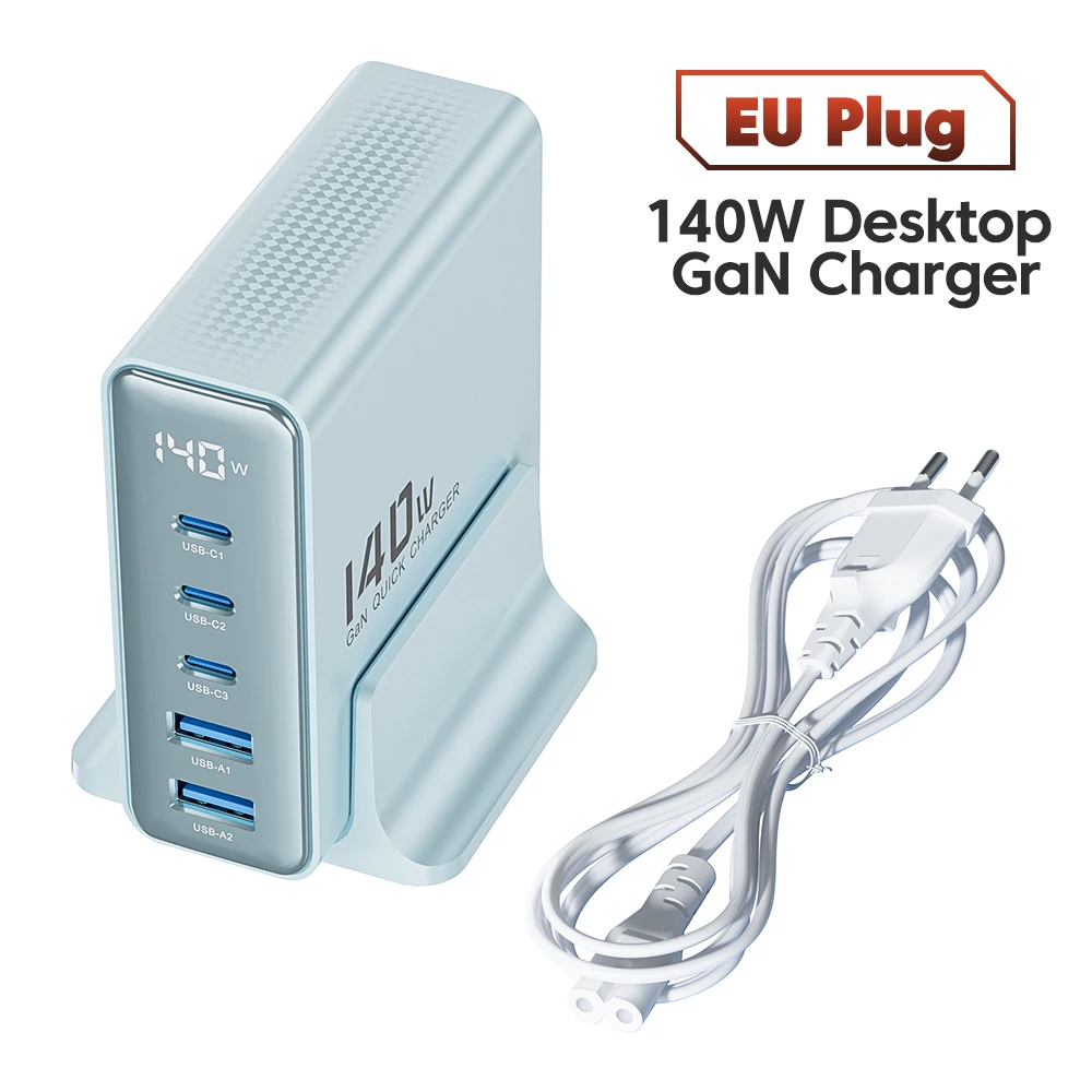 Toocki 140W Gan Usb Oplader 5in1 Desktop Snel Opladen Usb Type C Oplader Led Display Oplader Voor Iphone Xiaomi Smartphone Laptop