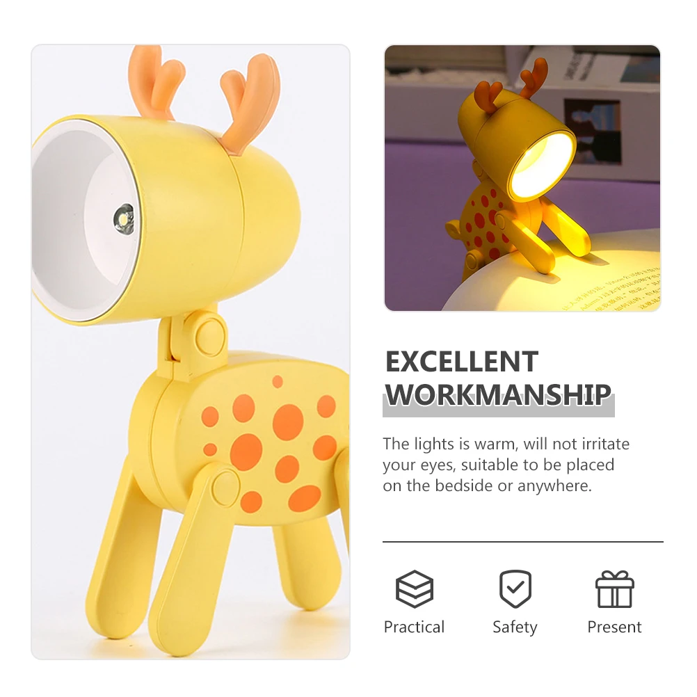 

Small Night Light Cartoon Deer Led Lamp Warm Bedside Decorative Light For Kids Room Bedroom Mini